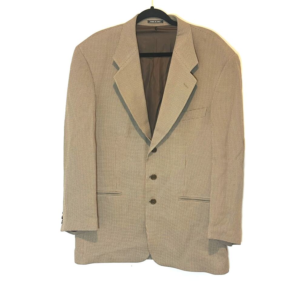 Zanetti Italian Blazer Merino Wool Vintage Mens Size 50‎ R Houndstooth Pattern